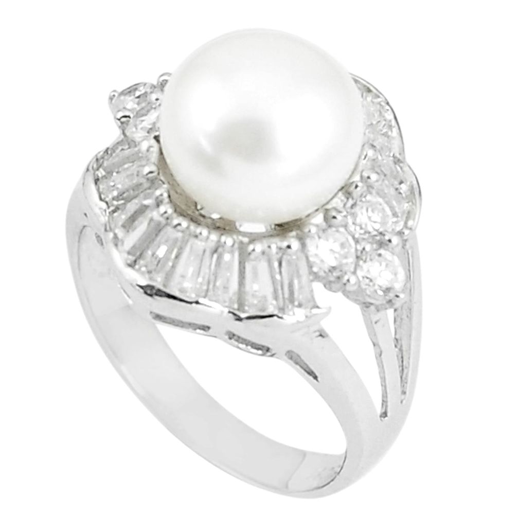 7.83cts natural white pearl white topaz 925 sterling silver ring size 6 c25076