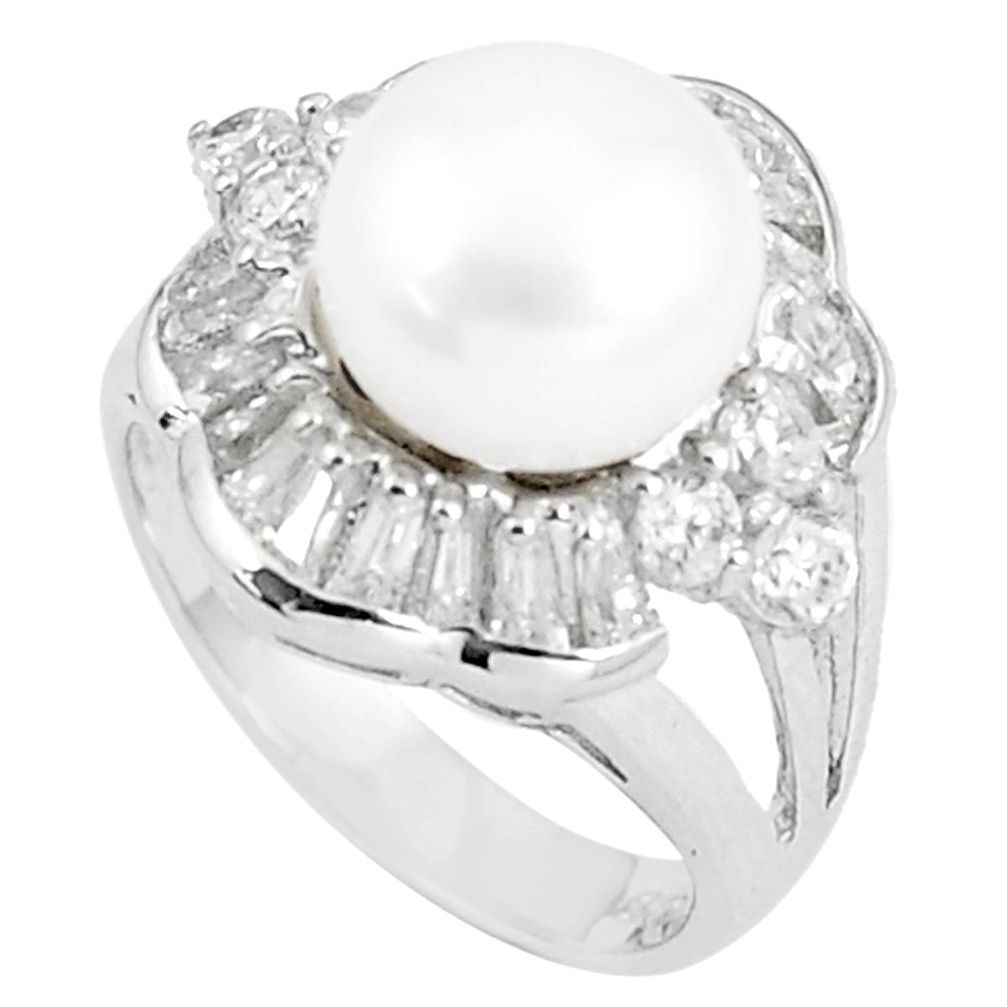 8.24cts natural white pearl white topaz 925 sterling silver ring size 6 c25228