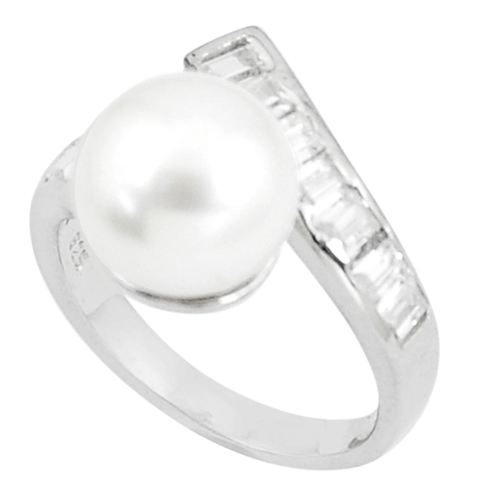 LAB 5.82cts natural white pearl white topaz 925 sterling silver ring size 6 c25303