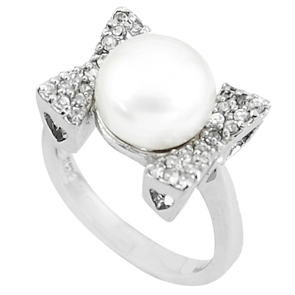 LAB 6.96cts natural white pearl white topaz 925 sterling silver ring size 7 c25128