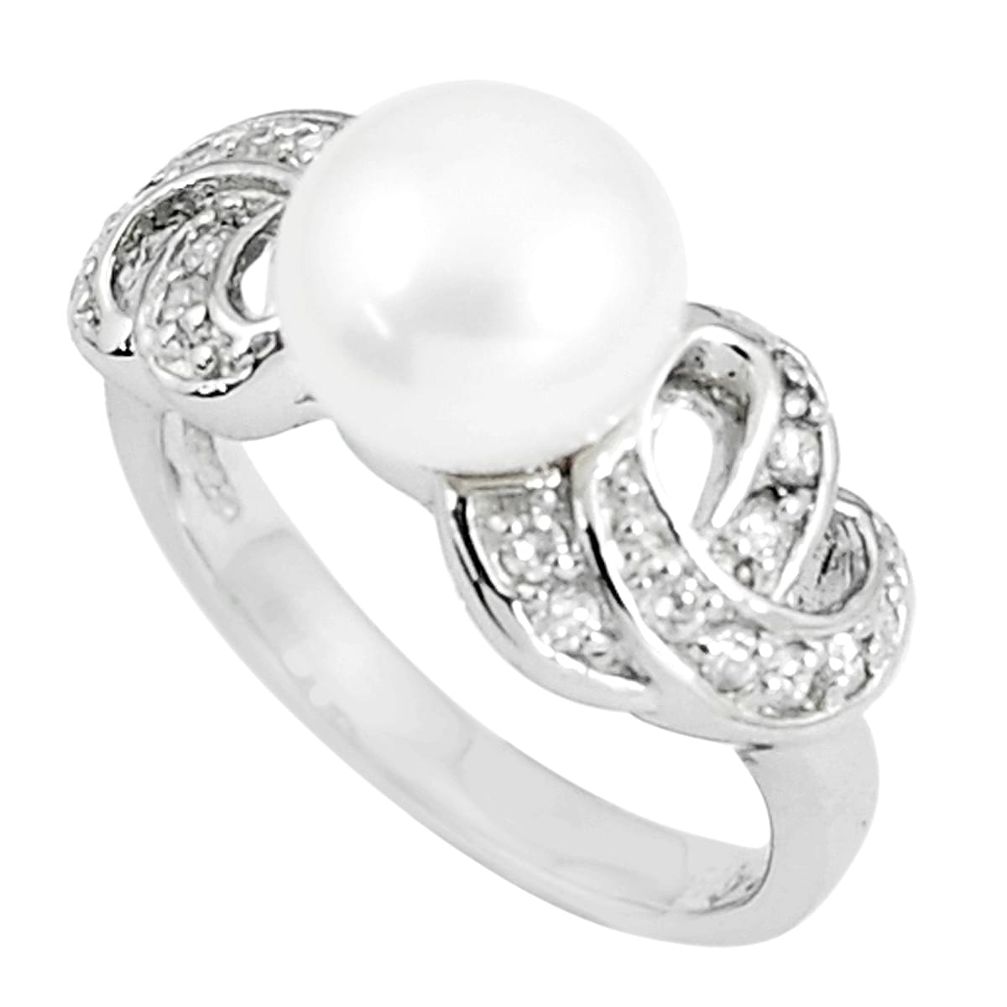 10.73cts natural white pearl white topaz 925 sterling silver ring size 7 c25165