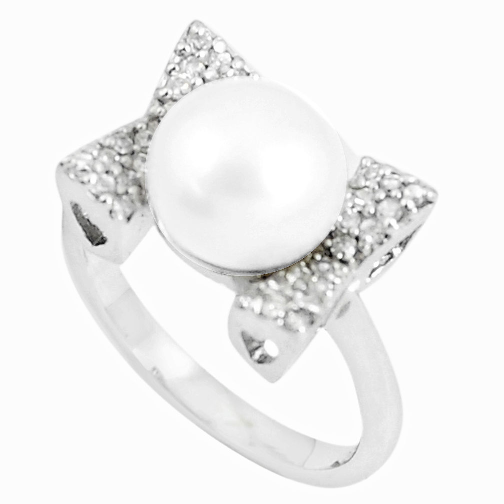 7.29cts natural white pearl white topaz 925 sterling silver ring size 8 c25068