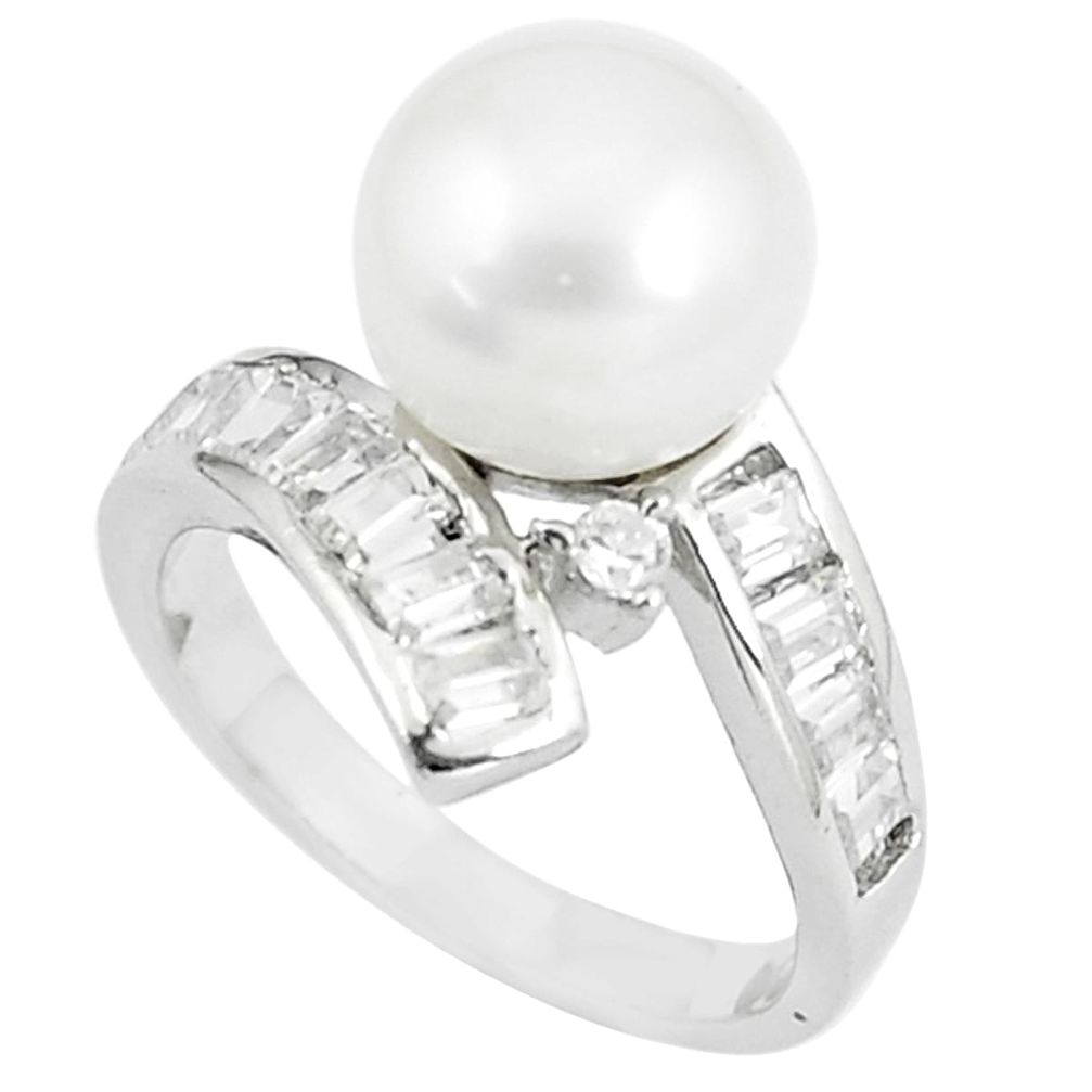 6.33cts natural white pearl white topaz 925 sterling silver ring size 8 c25406