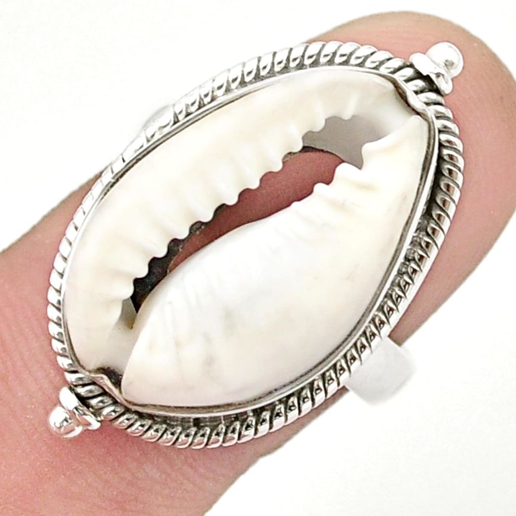 12.43cts natural white shell 925 sterling silver ring jewelry size 8.5 u37912