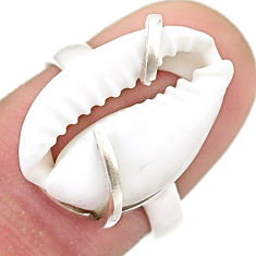 8.26cts sea life natural white shell 925 sterling silver ring jewelry size 7.5 u37917