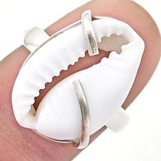 7.64cts sea life natural white shell fancy 925 sterling silver ring jewelry size 8 u37915