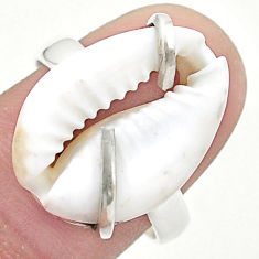 11.04cts sea life natural white shell fancy sterling silver ring jewelry size 9 u37884