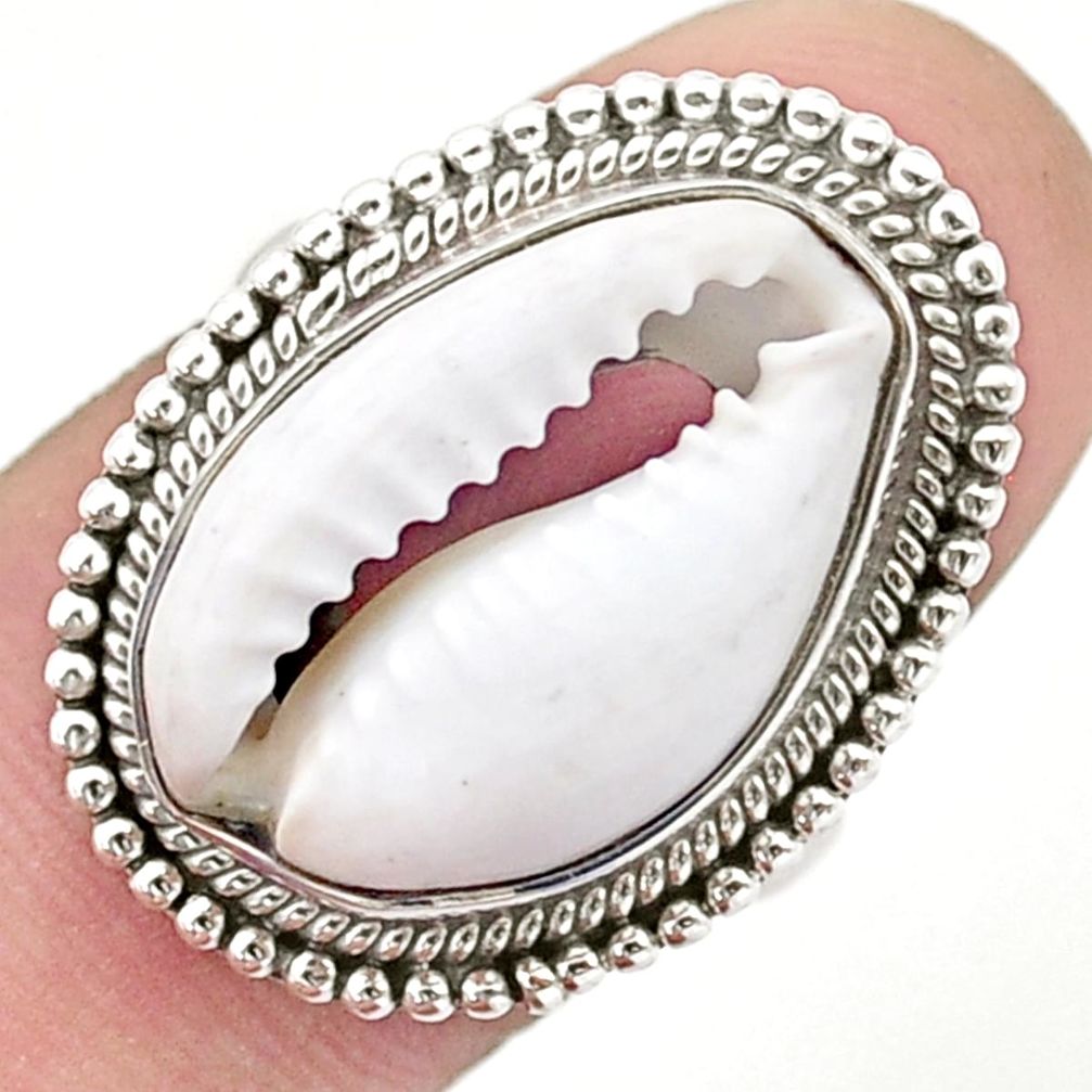 11.81cts natural white shell fancy sterling silver ring jewelry size 7.5 u37909