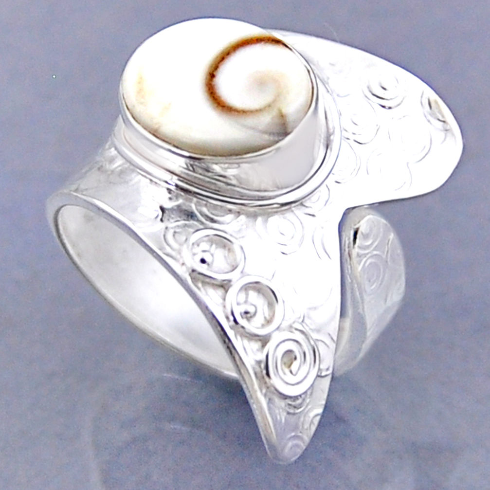 5.24cts natural white shiva eye 925 silver adjustable ring jewelry size 9 r54759