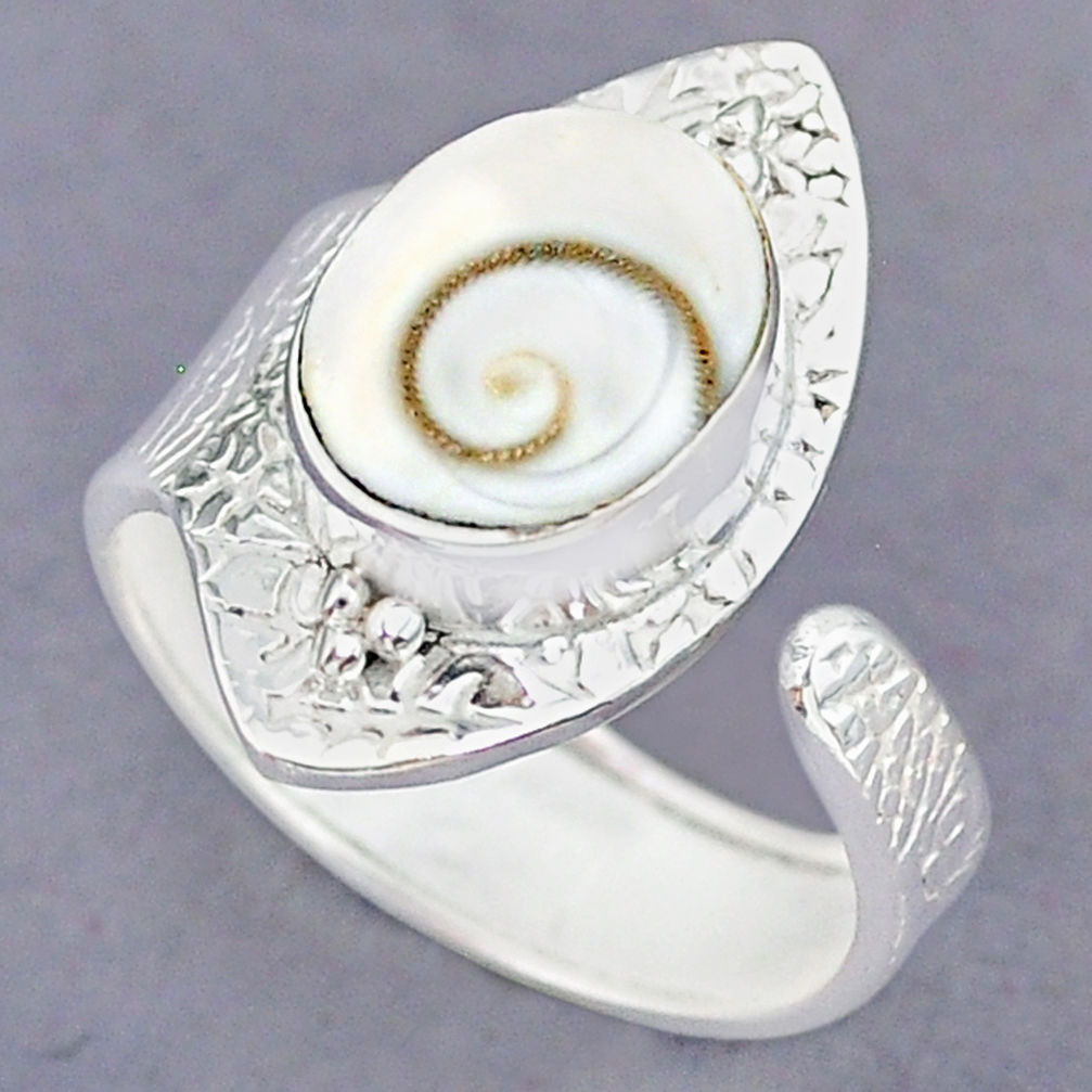 5.49cts natural white shiva eye 925 silver adjustable ring size 8 r90537