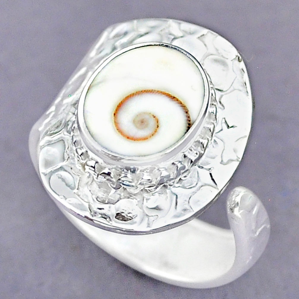 4.94cts natural white shiva eye 925 silver adjustable ring size 9 r90622