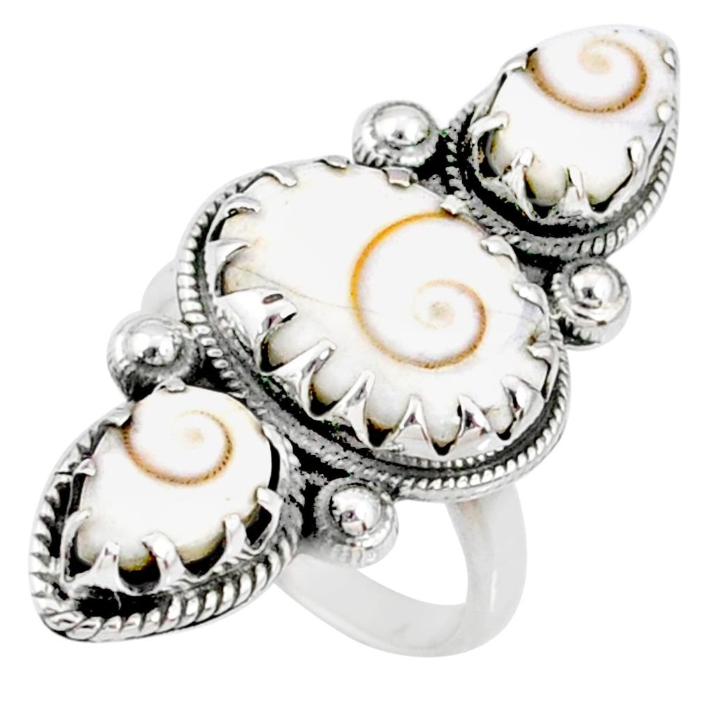 8.14cts natural white shiva eye 925 sterling silver ring jewelry size 6.5 r67354