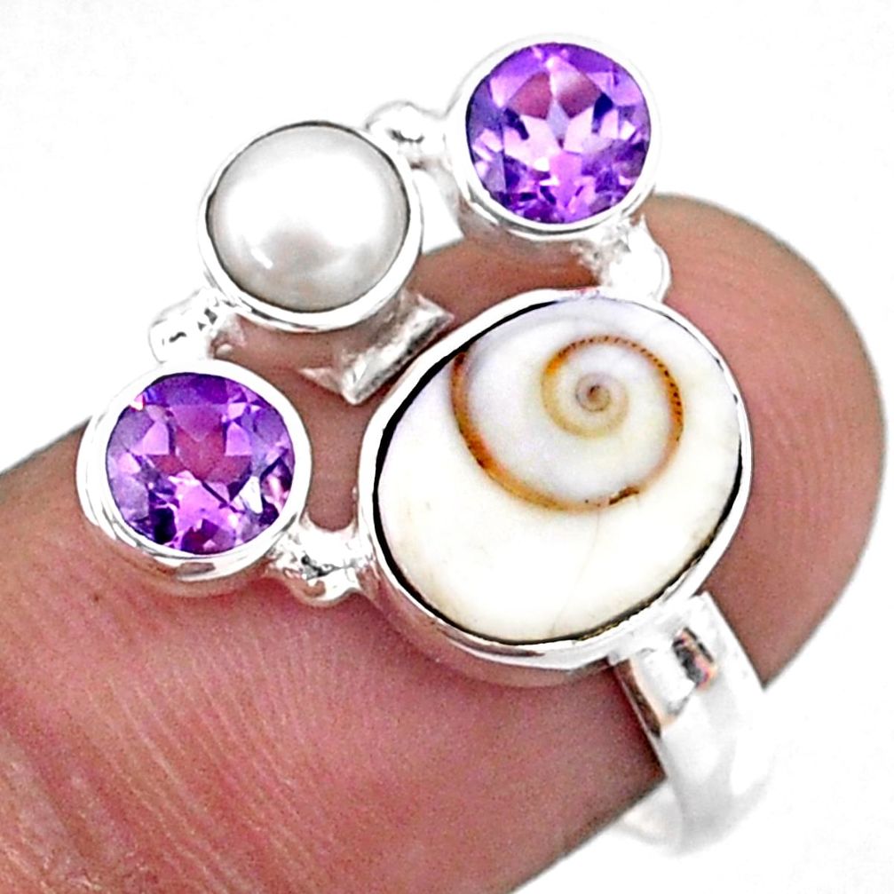 6.72cts natural white shiva eye amethyst 925 sterling silver ring size 8 r57598