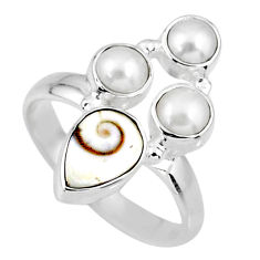 Clearance Sale- 4.85cts natural white shiva eye topaz 925 sterling silver ring size 8 r57613