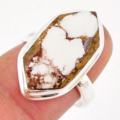 8.98cts natural white wild horse magnesite hexagon silver ring size 6.5 y25417