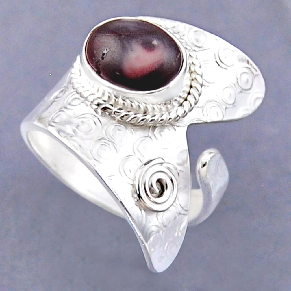 4.51cts natural wild horse magnesite 925 silver adjustable ring size 8 r54832