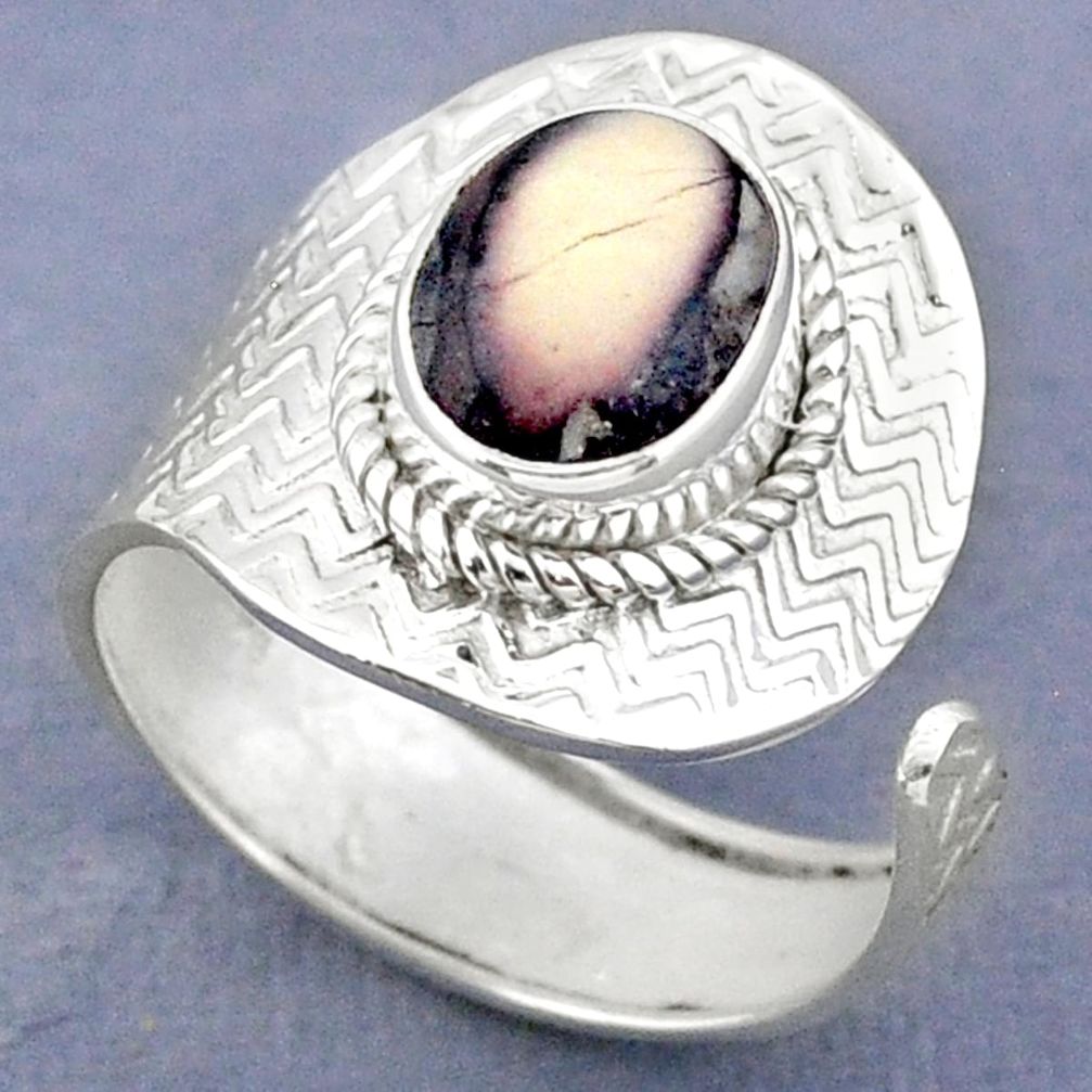 4.08cts natural wild horse magnesite 925 silver adjustable ring size 8 r63288