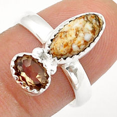 5.94cts natural wild horse magnesite smoky topaz silver ring size 7 u83990