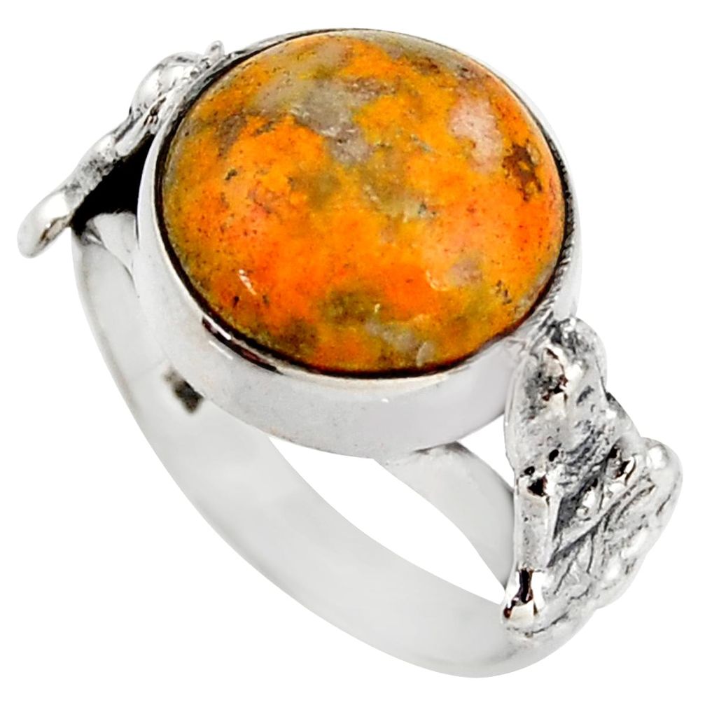 7.35cts natural yellow bumble bee australian jasper silver ring size 8 d46089