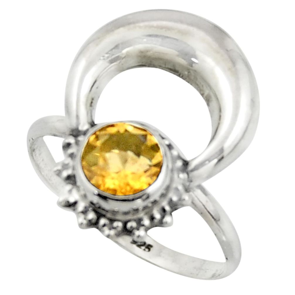 2.28cts natural yellow citrine 925 silver half moon ring jewelry size 9 r41623