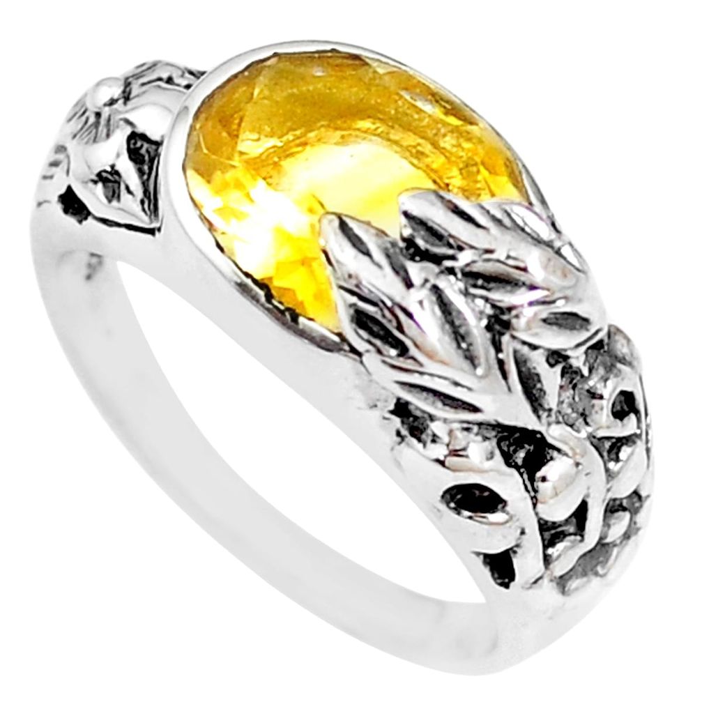 yellow citrine 925 silver solitaire ring jewelry size 6.5 p18674