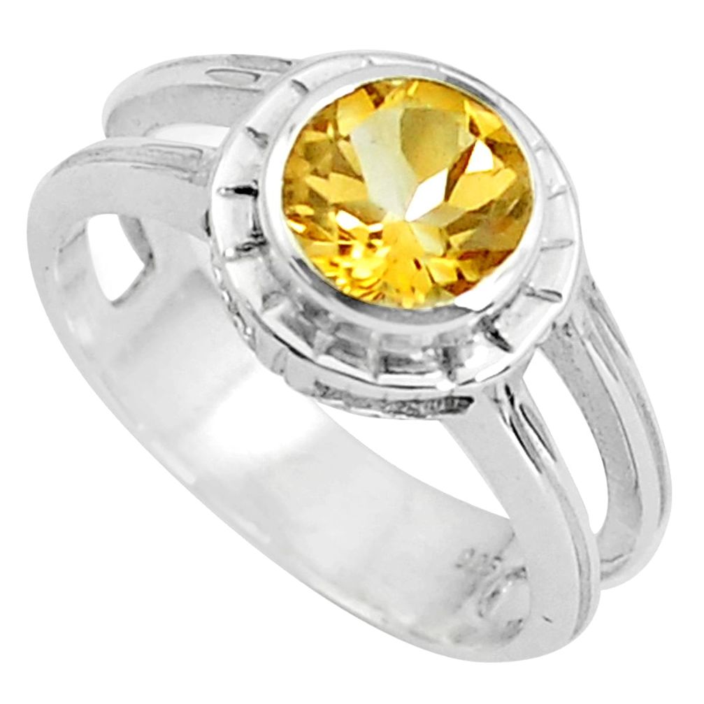 2.56cts natural yellow citrine 925 silver solitaire ring jewelry size 5.5 p37139