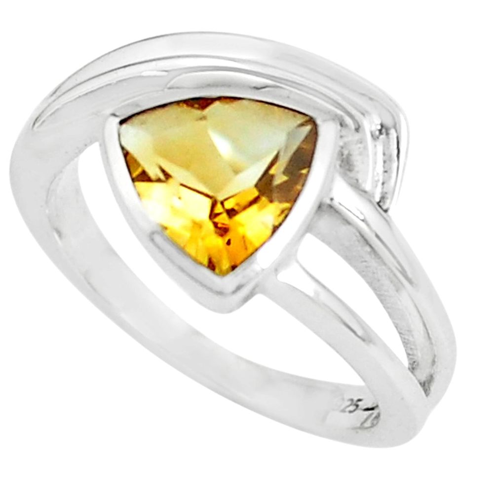 yellow citrine 925 silver solitaire ring jewelry size 7.5 p62267