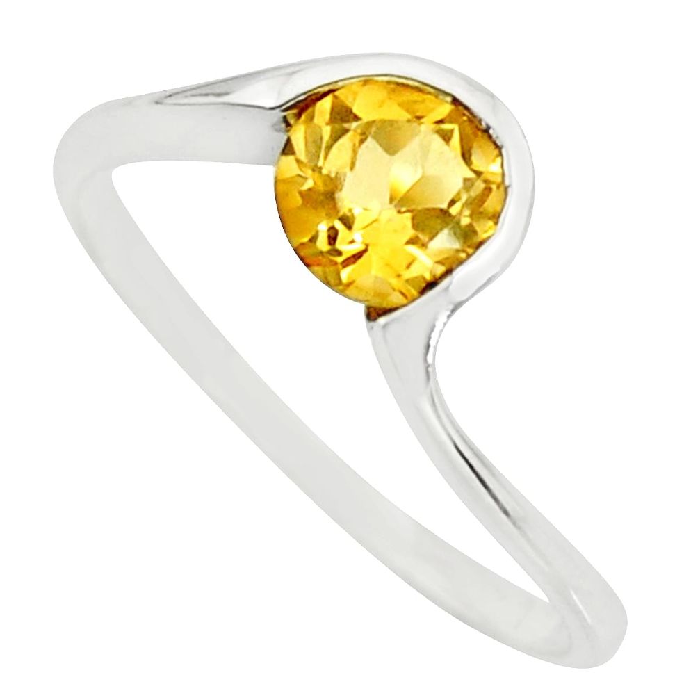 1.27cts natural yellow citrine 925 silver solitaire ring jewelry size 6.5 r25350