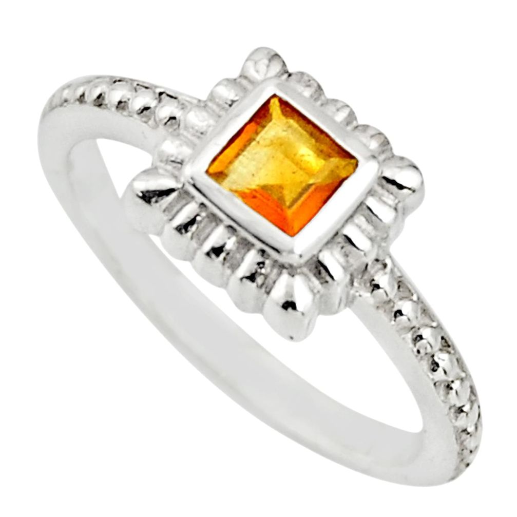 0.54cts natural yellow citrine 925 silver solitaire ring jewelry size 6.5 r25458