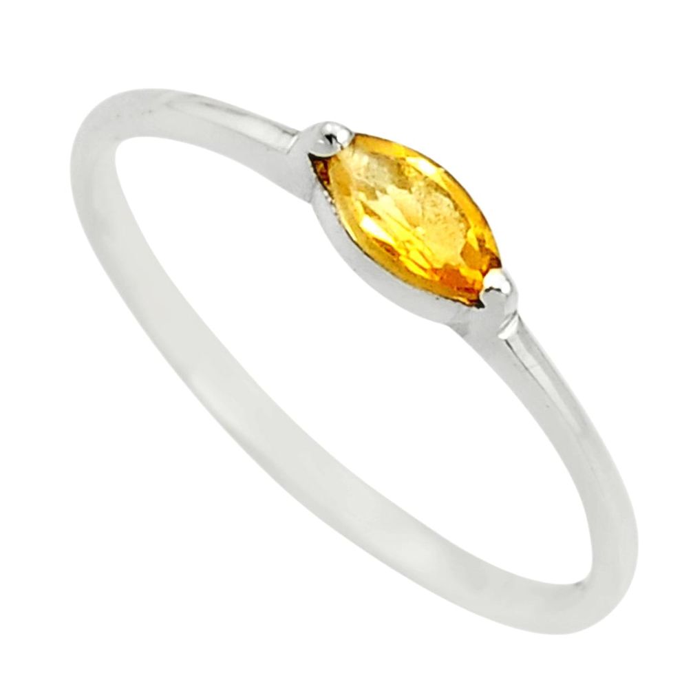 0.86cts natural yellow citrine 925 silver solitaire ring jewelry size 7.5 r25532