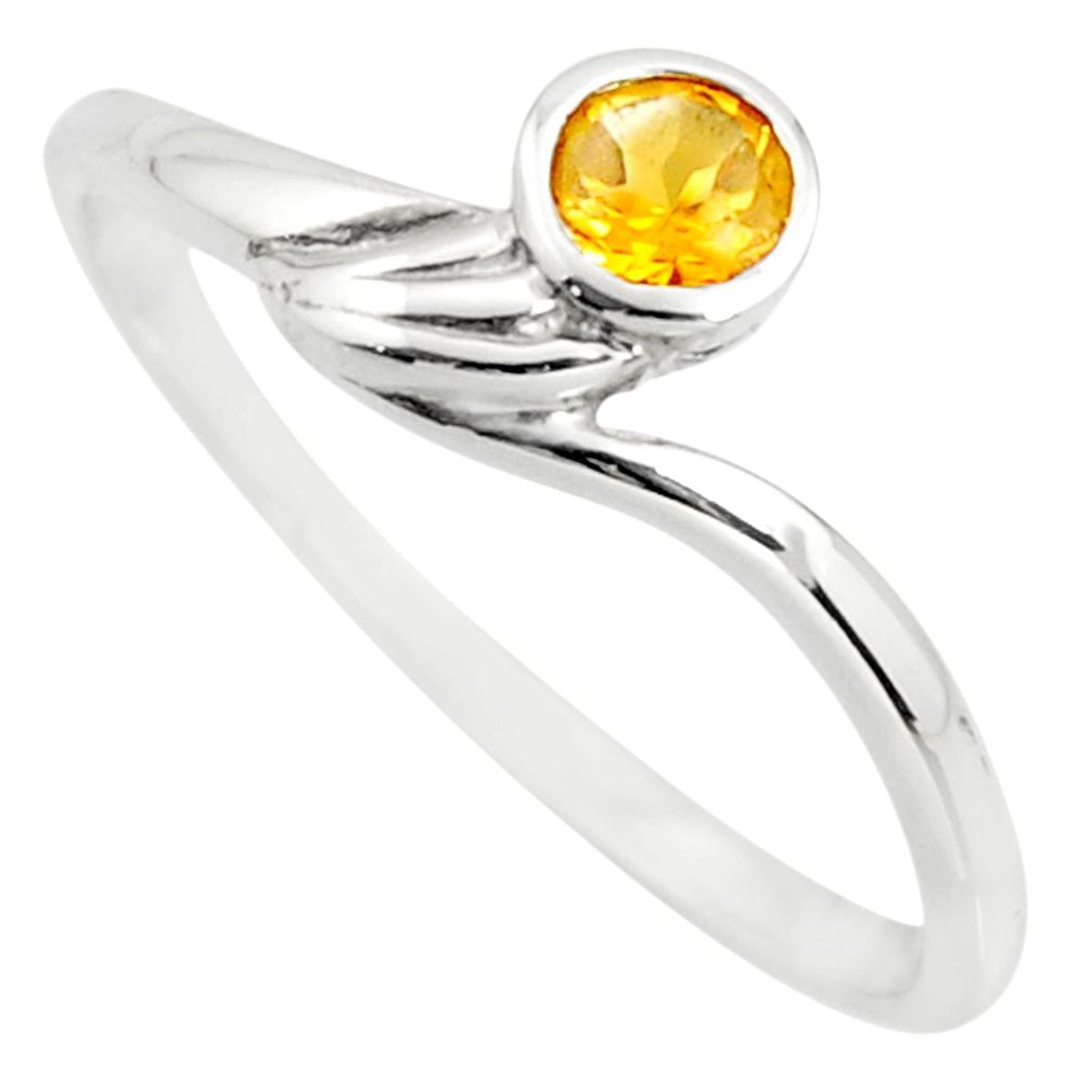 0.66cts natural yellow citrine 925 silver solitaire ring jewelry size 7.5 r25567