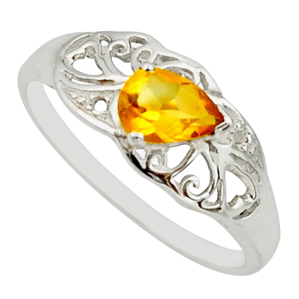 1.49cts natural yellow citrine 925 silver solitaire ring jewelry size 5.5 r25669