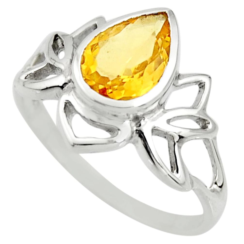 2.78cts natural yellow citrine 925 silver solitaire ring jewelry size 8.5 r25918