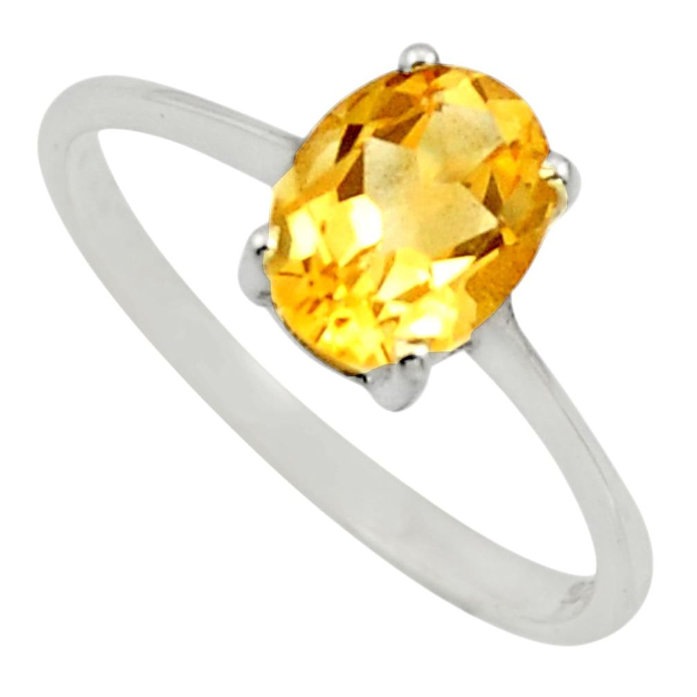 2.03cts natural yellow citrine 925 silver solitaire ring jewelry size 6.5 r25971