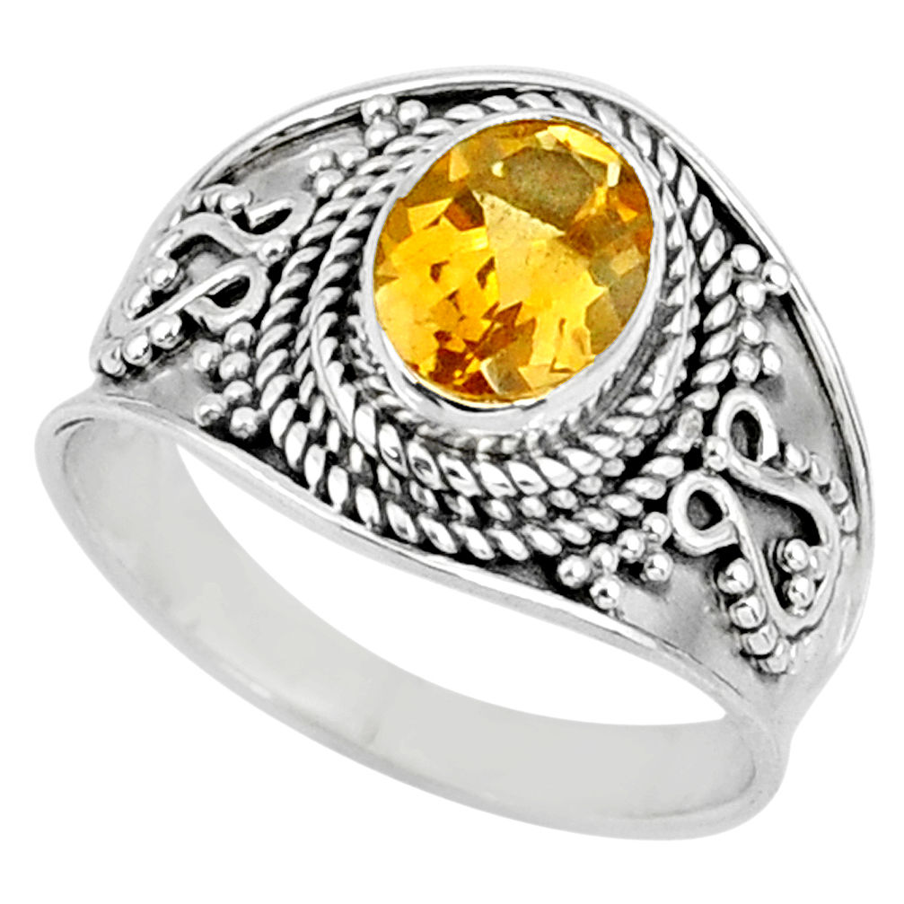 1.96cts natural yellow citrine 925 silver solitaire ring jewelry size 7.5 r58025