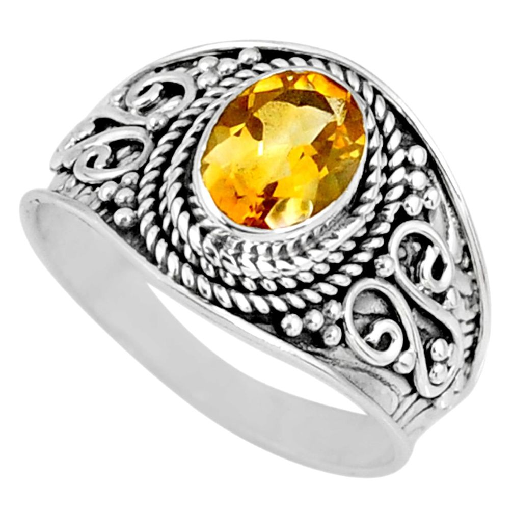 2.09cts natural yellow citrine 925 silver solitaire ring jewelry size 8.5 r58621