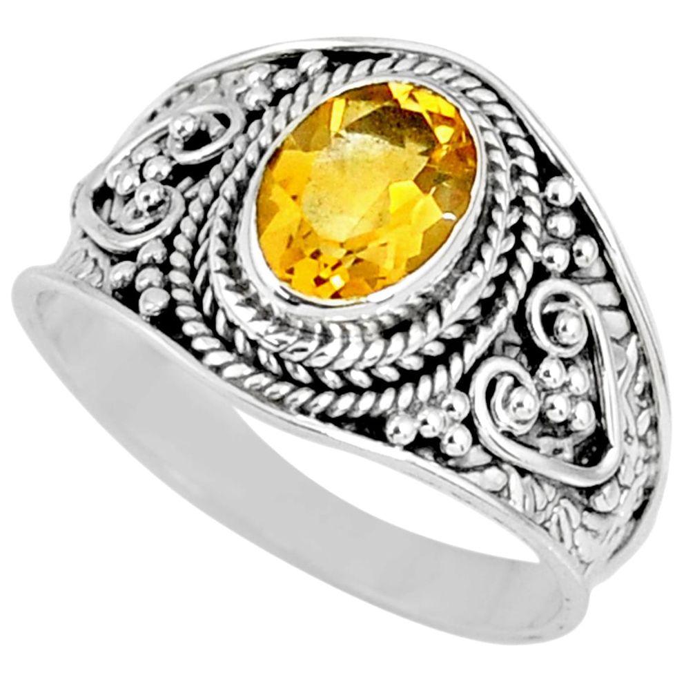 1.96cts natural yellow citrine 925 silver solitaire ring jewelry size 8.5 r58629