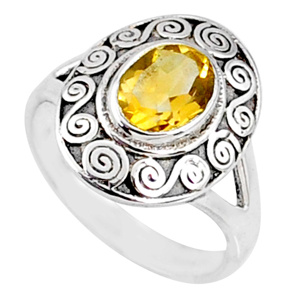 2.01cts natural yellow citrine 925 silver solitaire ring jewelry size 8.5 r68890