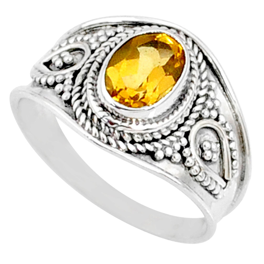 2.17cts natural yellow citrine 925 silver solitaire ring jewelry size 8.5 r68997