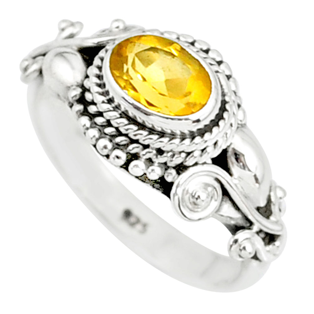 1.51cts natural yellow citrine 925 silver solitaire ring jewelry size 8.5 r85618