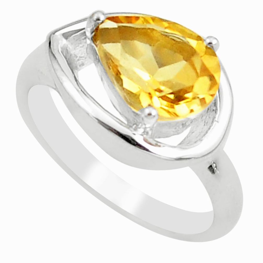 2.46cts natural yellow citrine 925 silver solitaire ring jewelry size 6 p62258