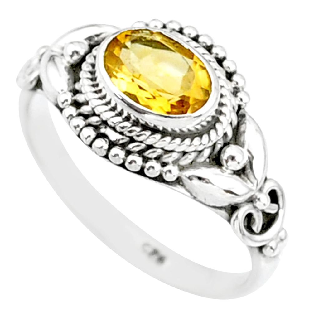 1.42cts natural yellow citrine 925 silver solitaire ring jewelry size 6 r85597