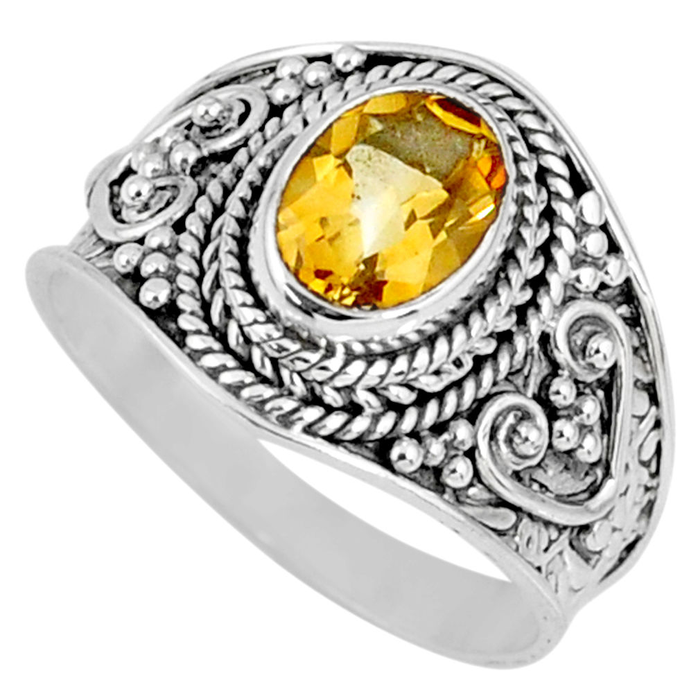 1.96cts natural yellow citrine 925 silver solitaire ring jewelry size 7 r58625
