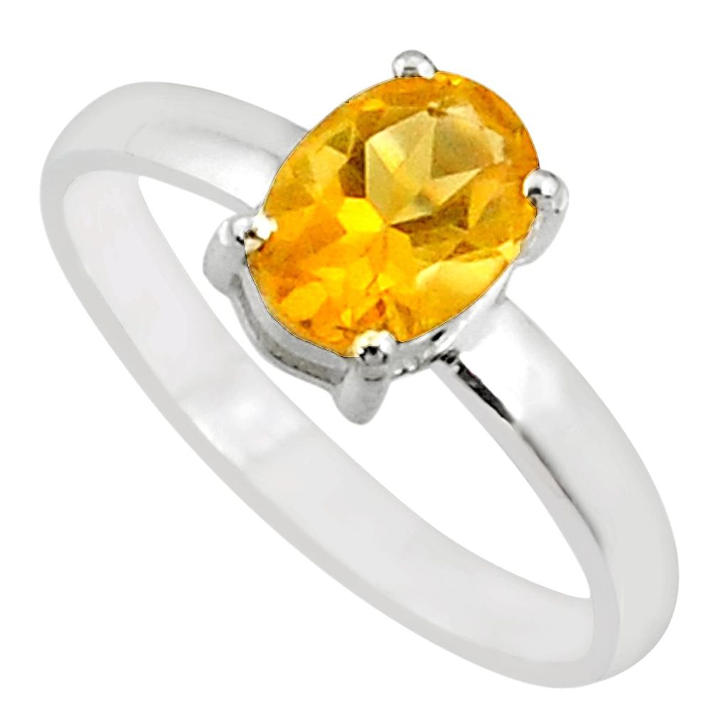 1.82cts natural yellow citrine 925 silver solitaire ring jewelry size 7 r70937