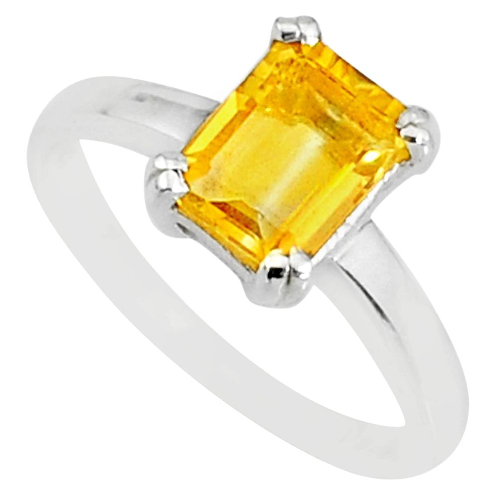 2.01cts natural yellow citrine 925 silver solitaire ring jewelry size 7 r83907