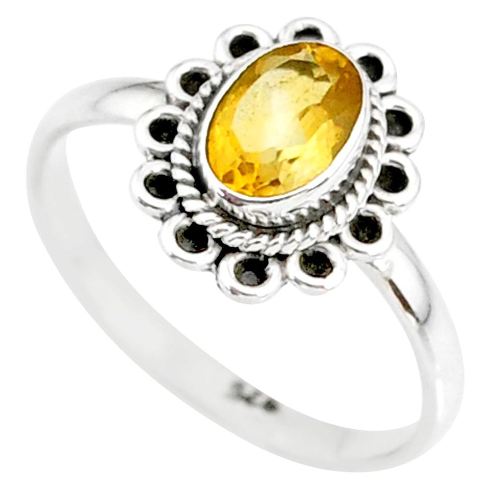 1.60cts natural yellow citrine 925 silver solitaire ring jewelry size 7 r85596