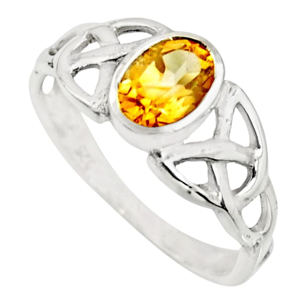 1.42cts natural yellow citrine 925 silver solitaire ring jewelry size 8 r25371
