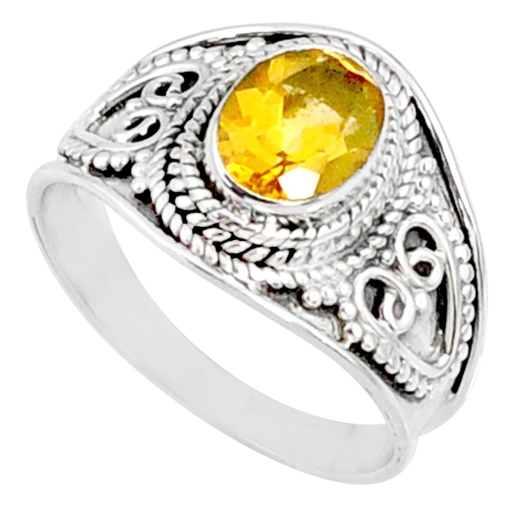 2.17cts natural yellow citrine 925 silver solitaire ring jewelry size 8 r68985