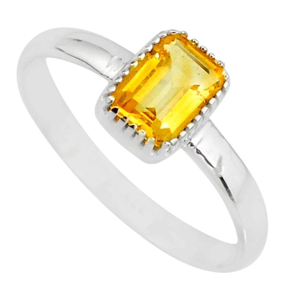1.41cts natural yellow citrine 925 silver solitaire ring jewelry size 8 r77187