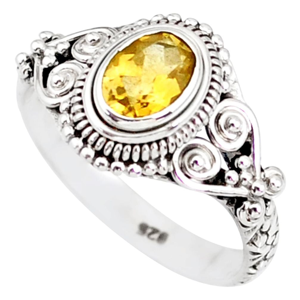 1.48cts natural yellow citrine 925 silver solitaire ring jewelry size 8 r85616